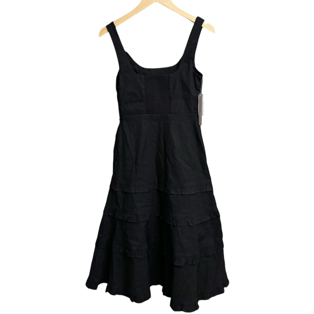 NWT Anthropologie Petite The Blythe Square Neck Tiered Midi Dress Black - Picture 3 of 8